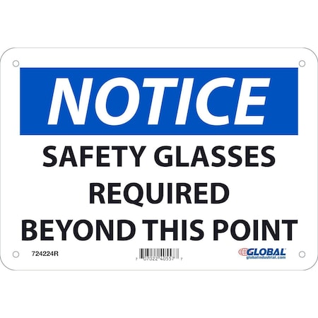 Global Industrial Notice Safety Glasses Required Beyond This Point, 7x10, Rigid Plastic 724224R